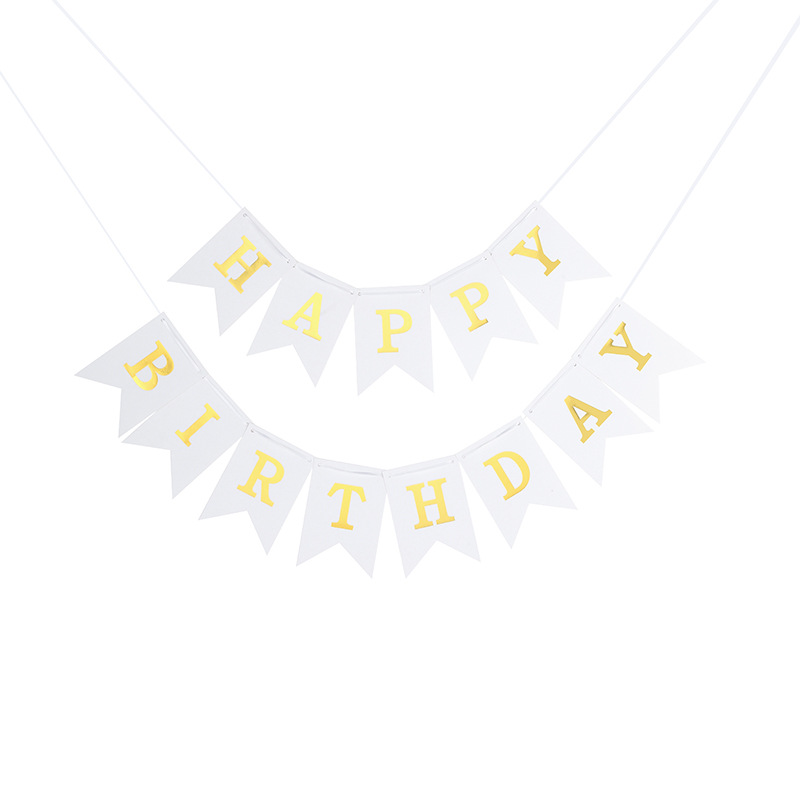 Birthday Pull Flags Banners With Lights String Baby's First Year Children's Party Party Decoration Background Wall Scene Layout details Picture