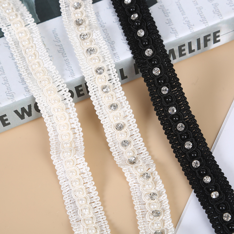 Manufacturers spot wholesale 2cm Korean webbing handmade pearl hair accessories diy clothing accessories clothing accessories lace webbing