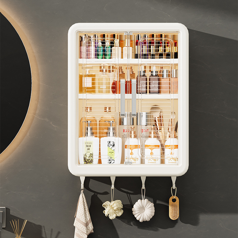 Bathroom Kitchen Storage Rack Bathroom Toilet Toiletries Over The Toilet Perforation-Free Wall Hanging Cosmetics Storage Cabinet details Picture