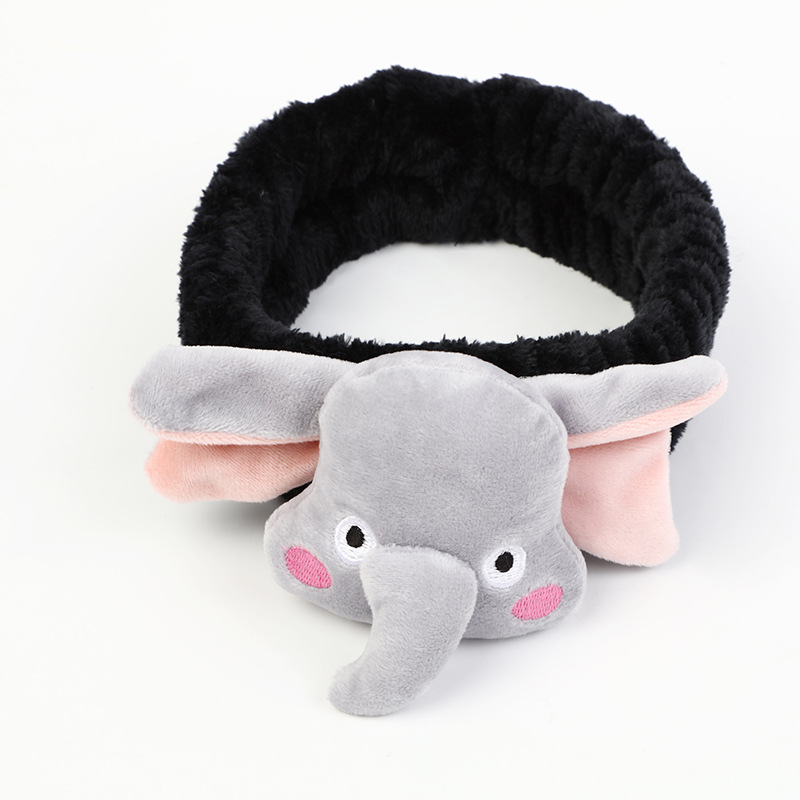 Net Red New Plush Cartoon Soft Cute Elephant Hair Band Face Makeup Elastic Hair Band Headband Accessories Wholesale Item Picture