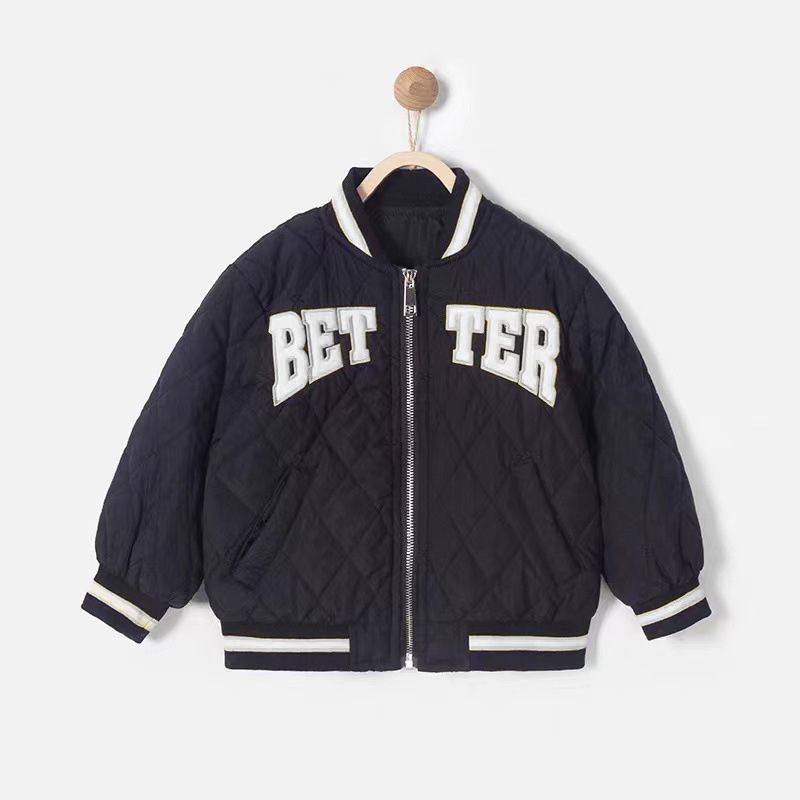 Children's diamond-patterned Korean-style baseball jackets and cotton-padded jackets for small and medium-sized children, thickened in winter, and the trend of cotton-padded jackets for boys, girls and babies details Picture