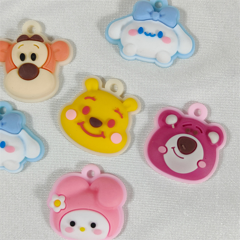 Pvc Cartoon Strawberry Bear Big Ear Dog Piglet Monkey Soft Plastic Pendant Accessories Diy Keychain Pendant Decoration Materials details Picture