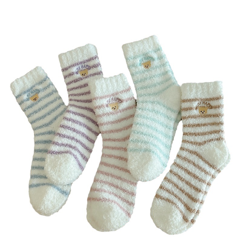 秋冬袜子女中/睡眠袜白底实物图