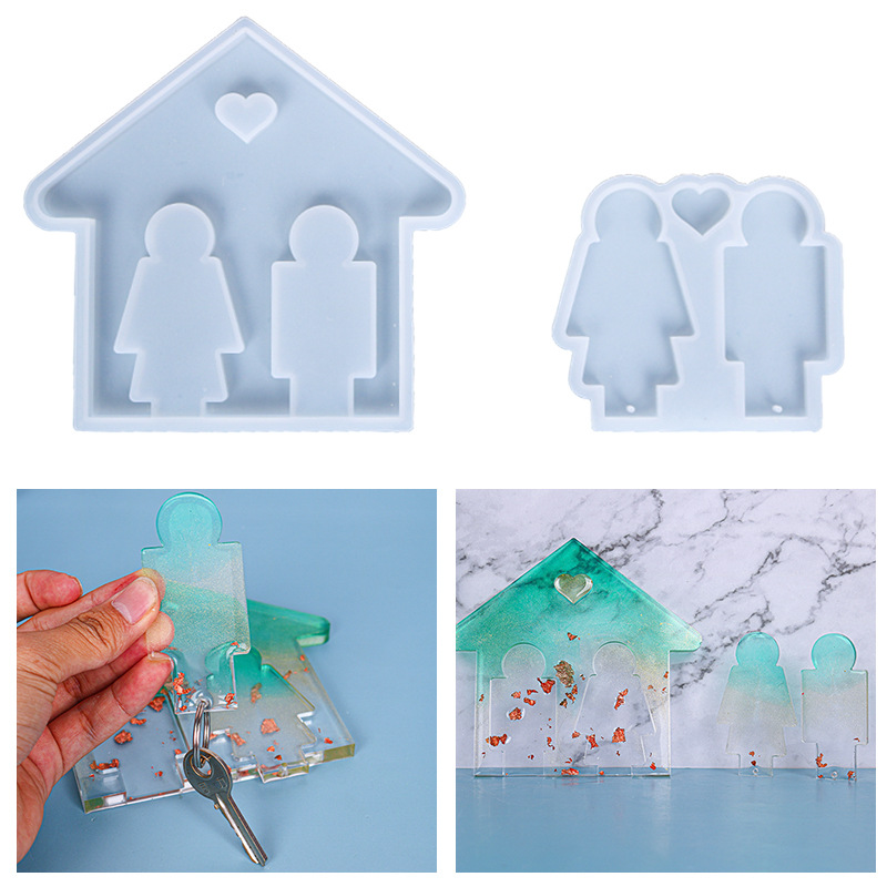 滴胶模具情侣钥匙墙挂钥匙扣模具亚马逊热卖蜡烛手工皂