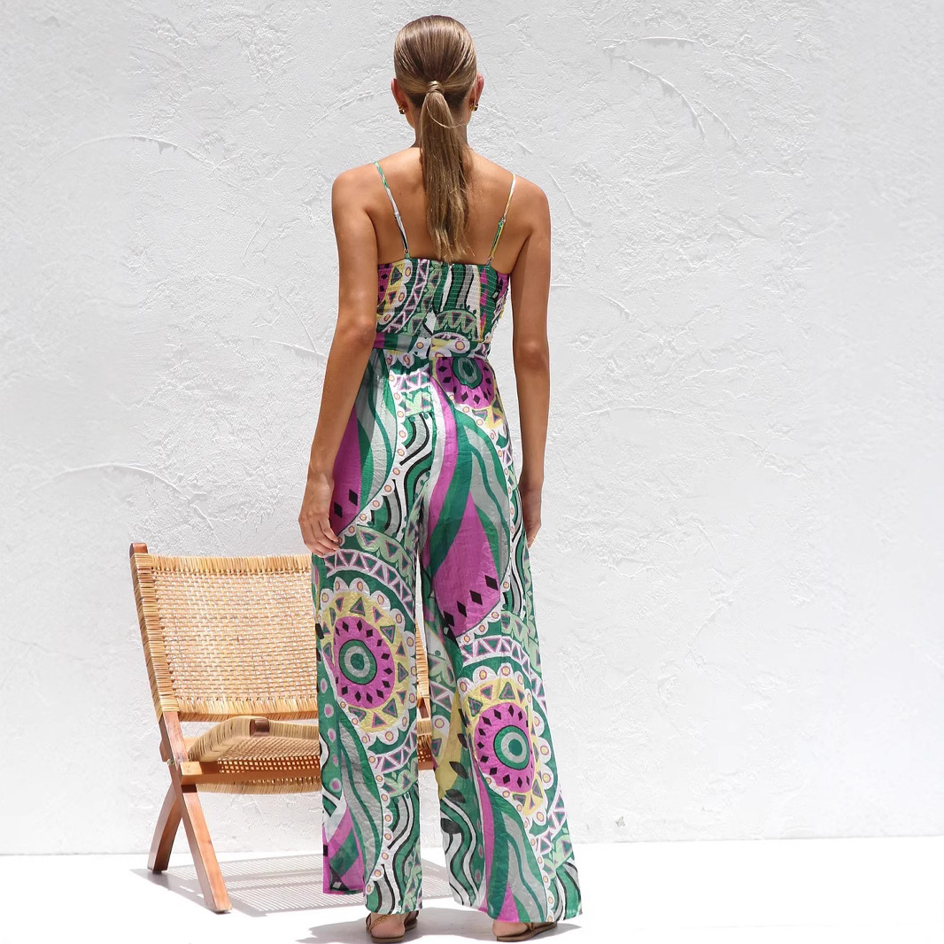 2025 New cross-border halter jumpsuit from Europe and America, Amazon's popular printed halter jumpsuit for women Application Scenario
