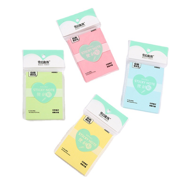 Fluorescent sticky notes for students, simple and tear-off, solid color, multi-shape office n sticky notes, factory direct sales Item Picture