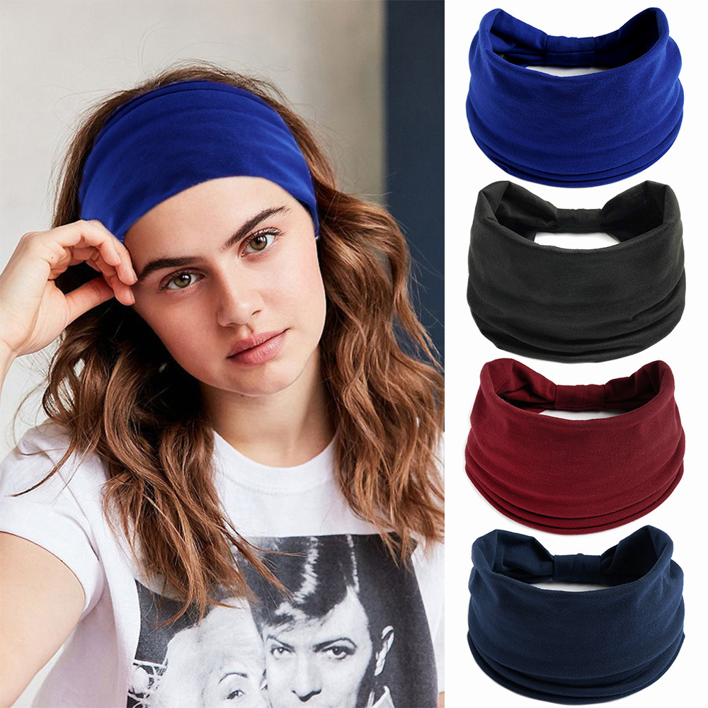 European and American solid-color elastic sports hair band, yoga hair band, anti-sweat and sweat-absorbing maca headband, waist wrap hair band for women Item Picture