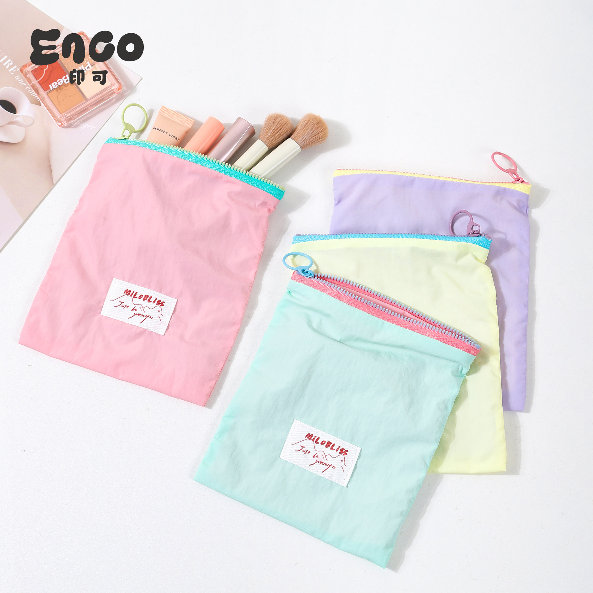 New Simple Macaron Color Cute Makeup Bag Large Capacity Coin Purse Jewelry Bag Women's Cosmetics Storage Bag