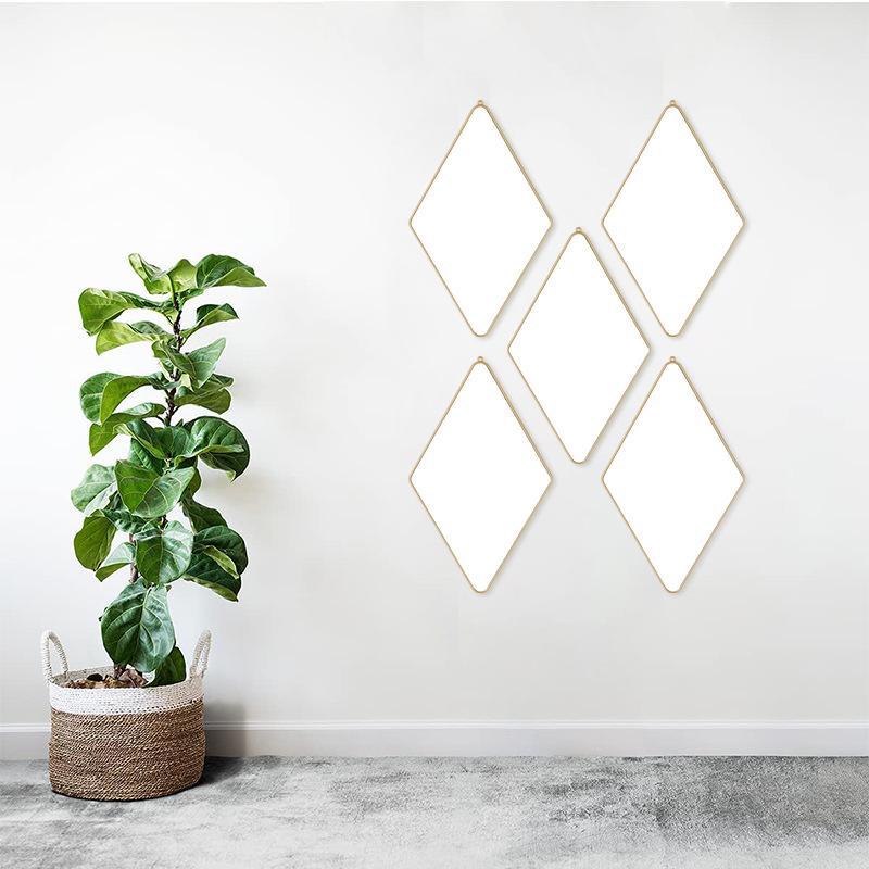 新款菱形装饰镜简约时尚方形DIY五件套自粘镜客厅壁挂装饰镜