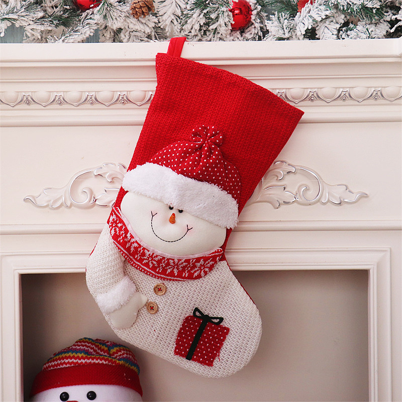 Cross-Border Large Christmas Stockings Red And White Knitted Senior Christmas Stockings Candy Bag Gift Bag Children Gift Bag Specification drawing