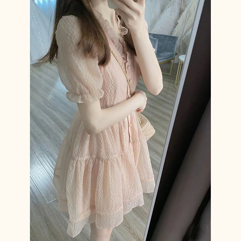 Sweet and stylish fairy first love dress for summer petite, fashionable and youthful pink dress Specification image