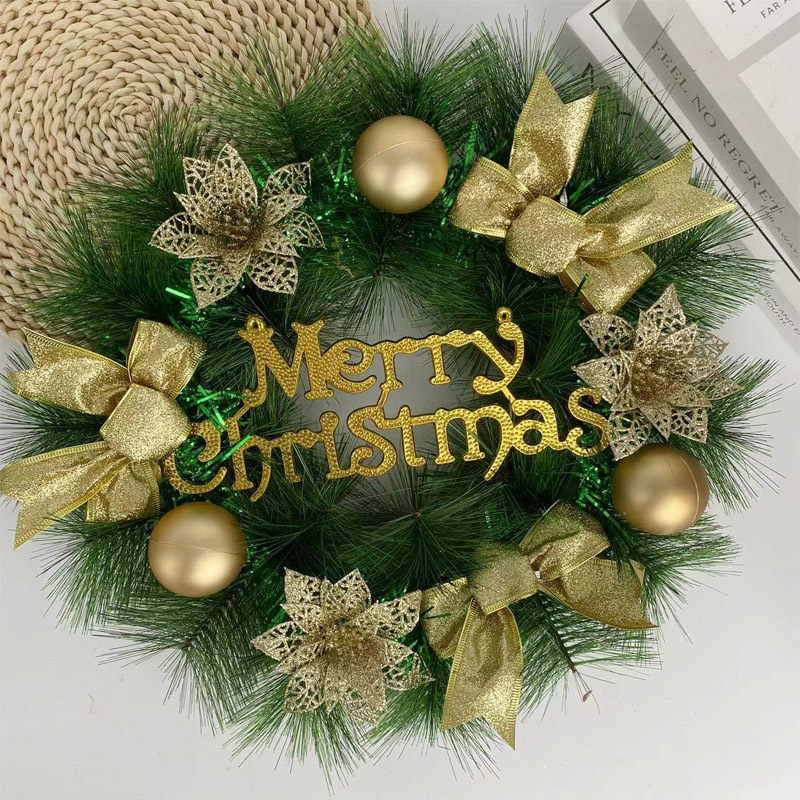 Cross-Border Christmas Decoration Pine Needle Wreath Handmade Christmas Bow Wreath Door Hanging Window Decoration Props Wholesale Application Scenario