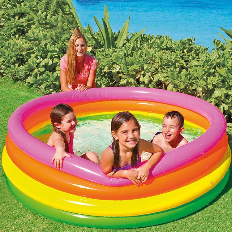 INTEX 56441经典四环荧光水池 儿童户外草地游泳池洗澡池海洋球池