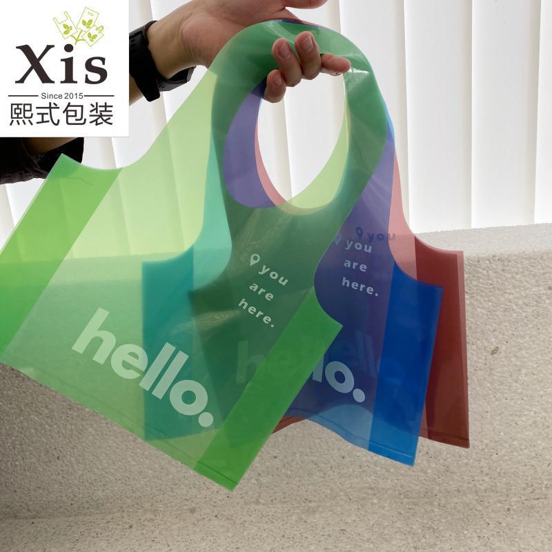 个性加厚服装手提袋大号塑料袋商场购物袋透明颜色包装袋礼品袋子详情图1