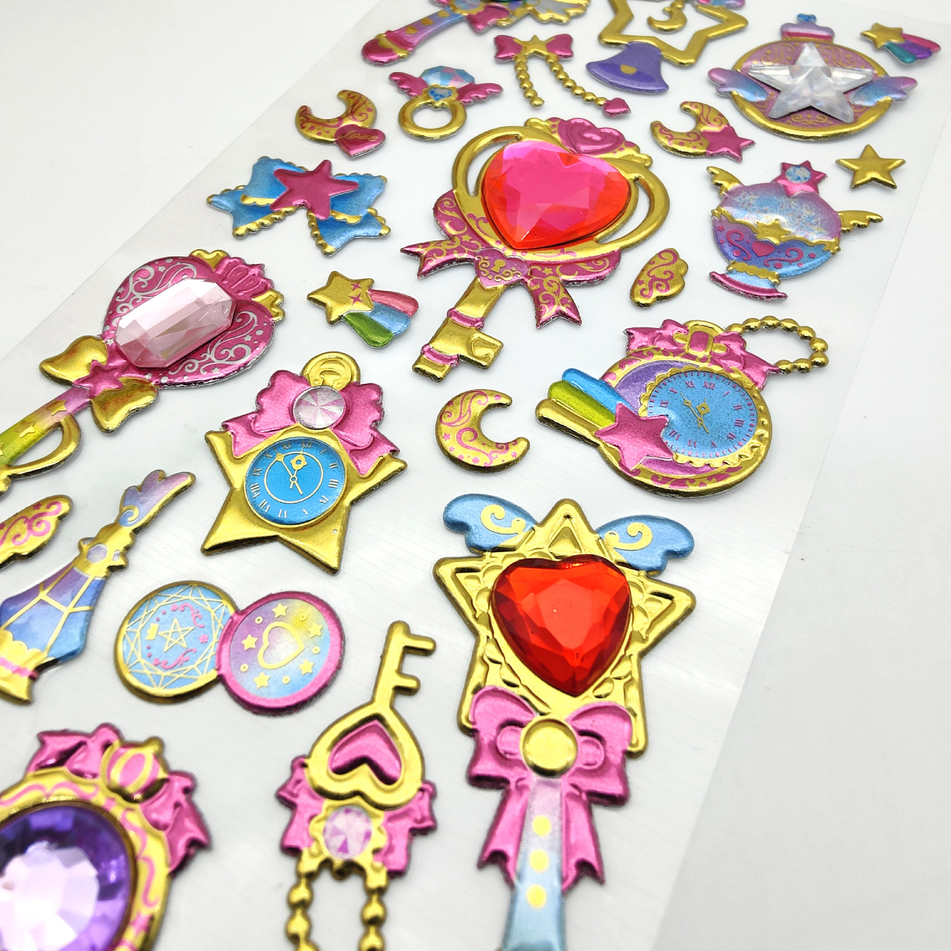 Laser diamond fun stickers, magic wand stickers, children's DIY handmade diamond stickers, foam stickers, PVC stickers, bubbles details Picture