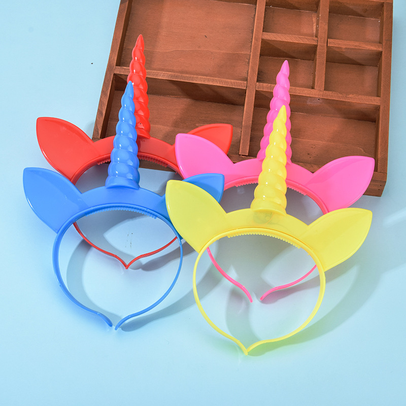 发光独角兽头饰新款儿童礼品闪光头箍夜市地摊玩具演唱会发箍