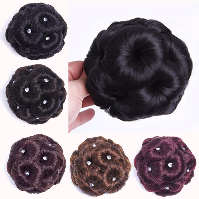 Cross-border special supply of high-temperature silk wigs, nine-flower coil hair sets, hair temples, ancient costume buns, hairpins, hair clips, hair bags, wig manufacturers details Picture