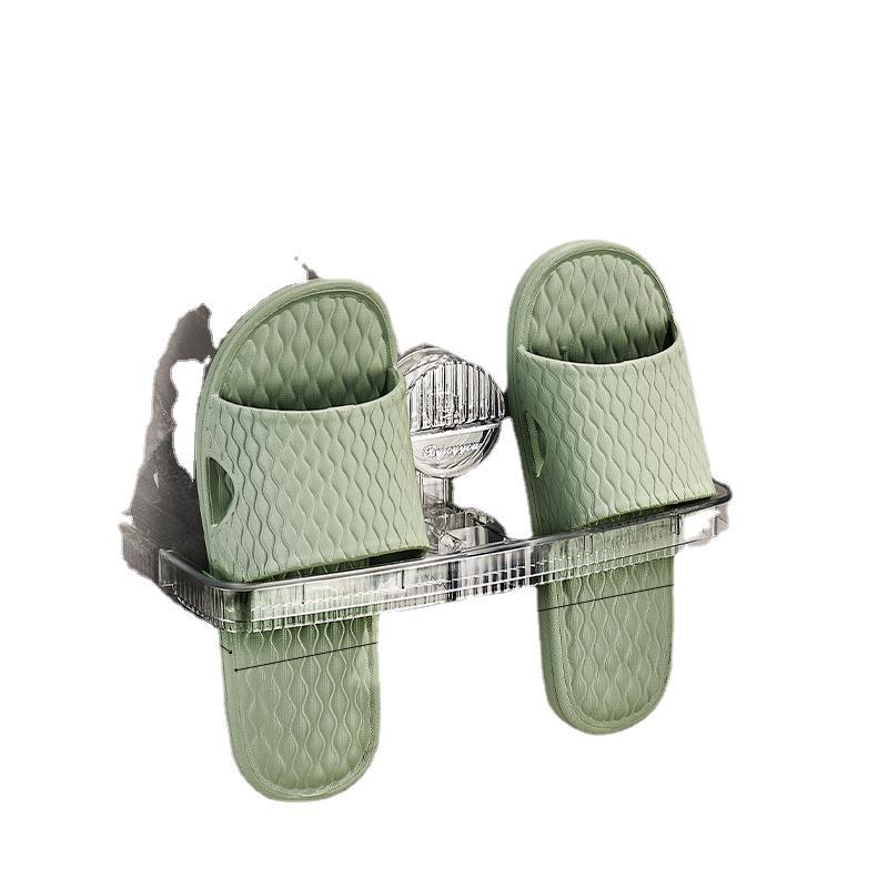 Non-perforated slippers hanging rack, suction cup snap-on wall-mounted bathroom slippers rack, bathroom storage rack, shower room rack Item Picture