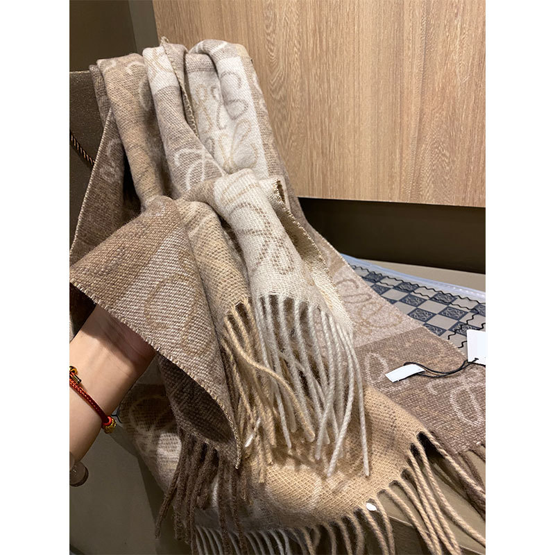 New Autumn And Winter Fringe Classic Jacquard Cashmere Scarf Comfortable Warm Match Color Thick Lady Lamb Wool Shawl Item Picture