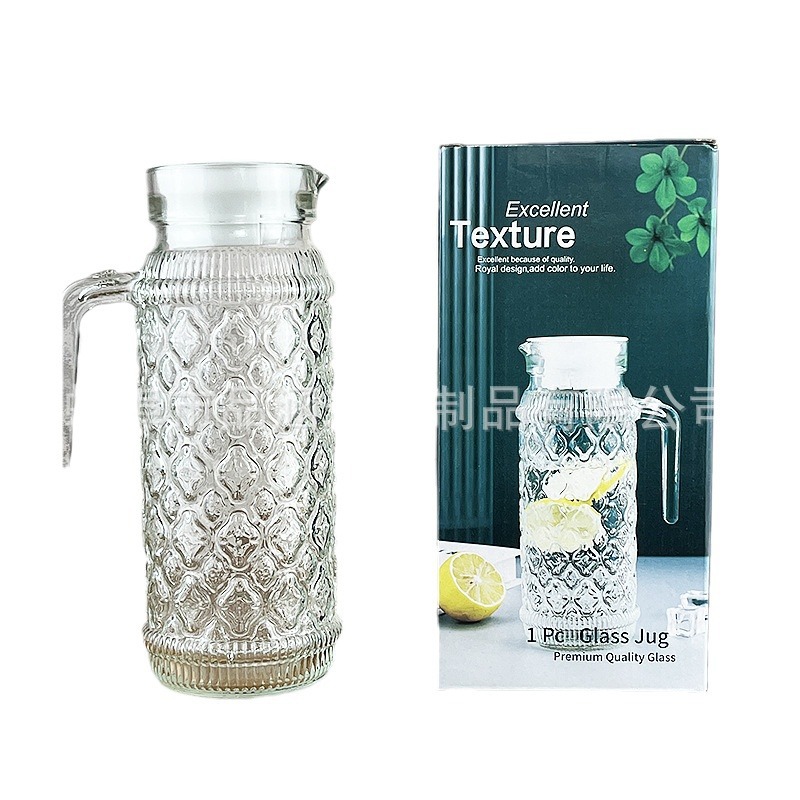 玻璃八角壶/冷水壶/塑料果汁壶带龙头/单个玻璃水壶/酒店用品白底实物图