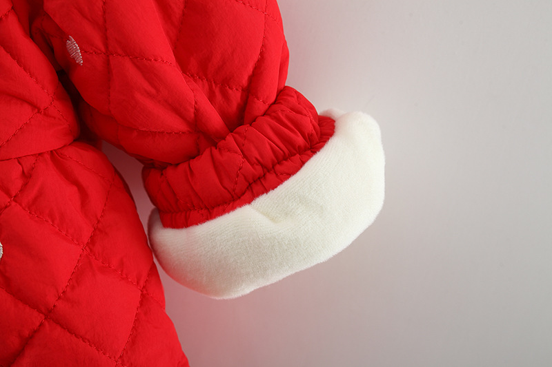 2023 Winter New Two Bows Covered With Love Lapel Diamond Check Cotton-Padded Coat Girl Plus Cashmere Small Cotton-Padded Coat Item Picture
