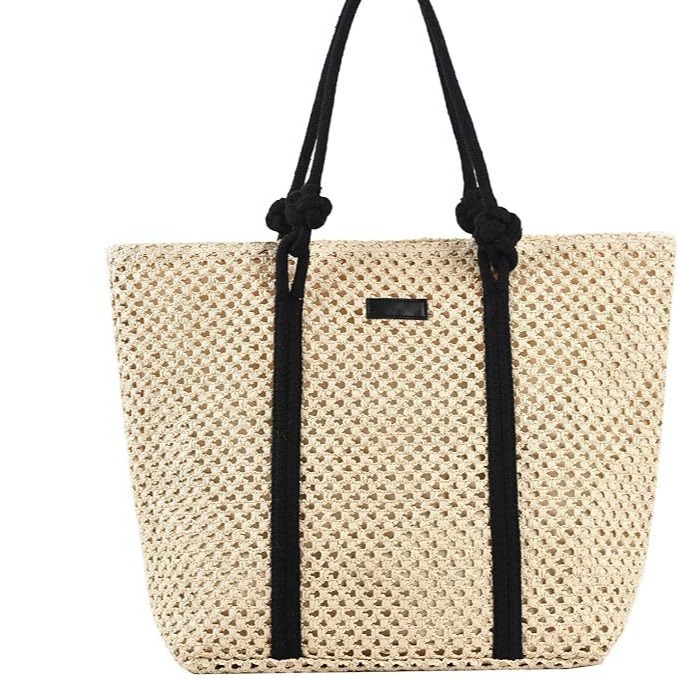 Straw beach bag, summer woven tote bag, large single-shoulder woven handbag, straw bag, women's vacation bag Specification image