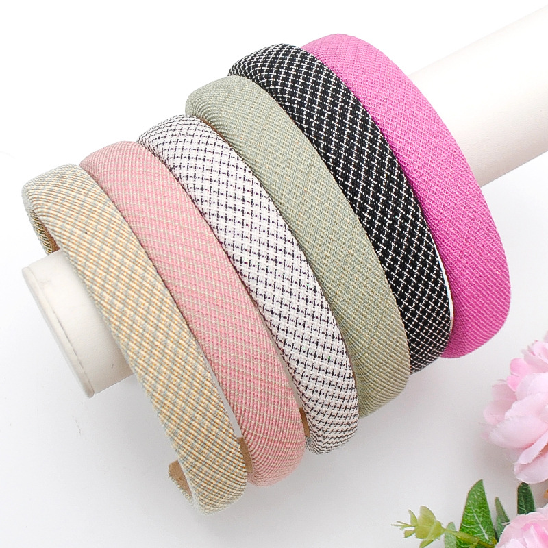 Vintage French Small Fragrance Wide Edge Sponge Headband Small Checkered Increase Cranial Top Autumn And Winter Out Pressure Hair Accessories Headband Female Specification drawing