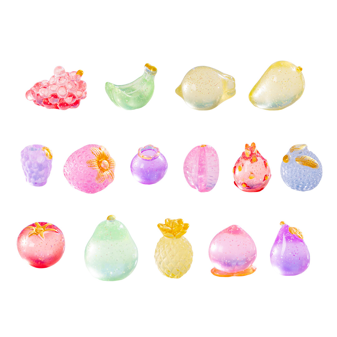 Douyin live streaming starry sky Sparkling Fruit cute Particle simulation food play blind bag Luminous decorative item diy resin accessories Application Scenario