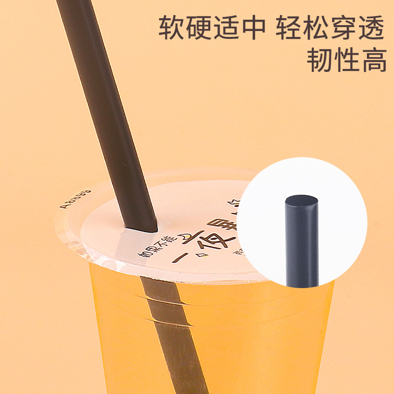 100 disposable thick straws for bubble milk tea, single packaging, large household colored transparent plastic straws details Picture