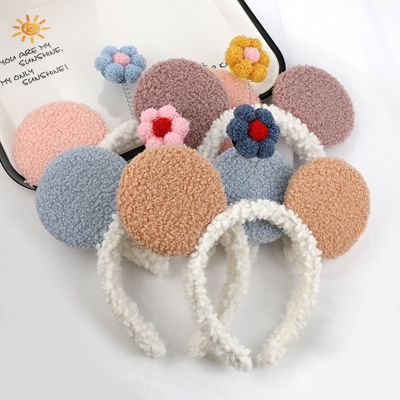 Korean Internet Red Face Flower Headband Cute Plush Flower Headband Mickey Headband Cartoon Haircard Headband Girls Specification drawing