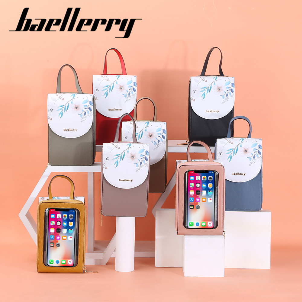 BAELLERRY新款手机包女韩版触屏式印花单肩包迷你竖款斜挎包钱包详情图4