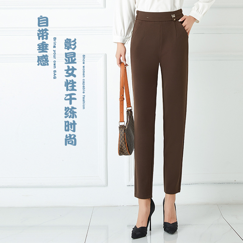 Suit Haren Pants Women Autumn Thick High Waist Thin Fat Mm Large Size Casual Loose Casual Straight Leg Pants details Picture