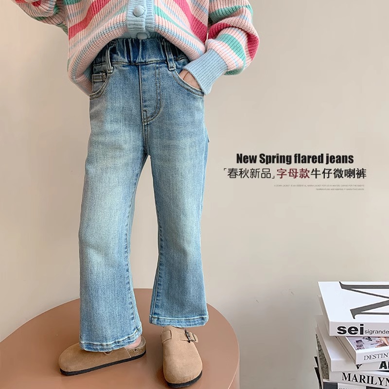 夏款女童大版扩腿裤/开叉牛仔裤/牛仔裤男批发/儿童开叉牛仔裤/女童大版扩腿裤产品图