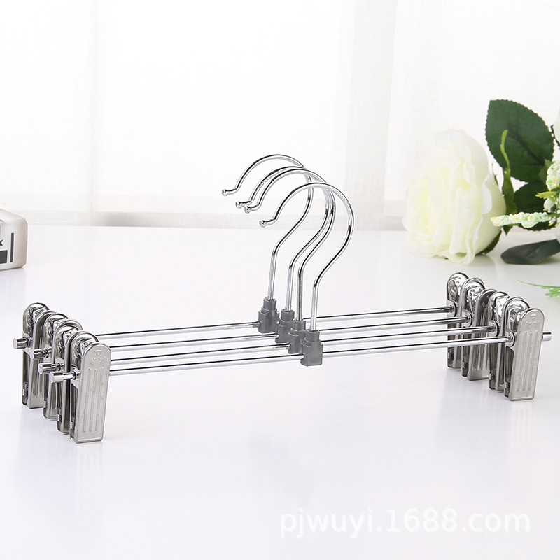 加粗实心不锈钢裤架服装店裤衣架防滑裤挂架金属裤夹