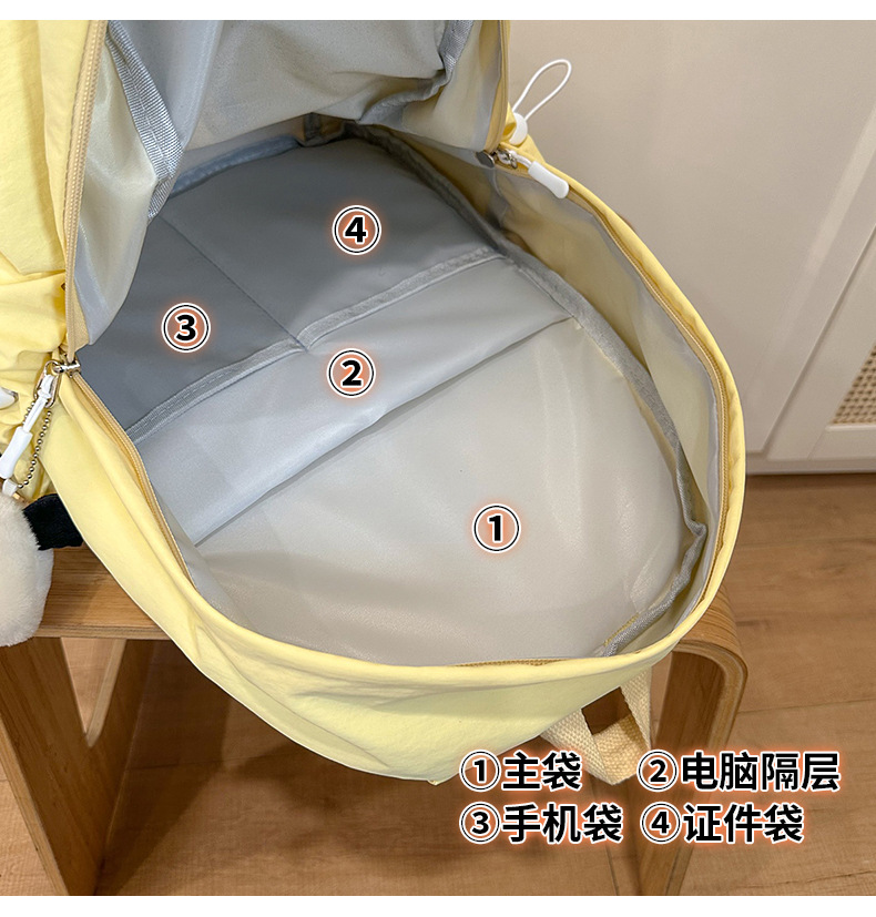 日系-ins学院风纯色书包女高中生大学生简约轻便小书包双肩包详情7