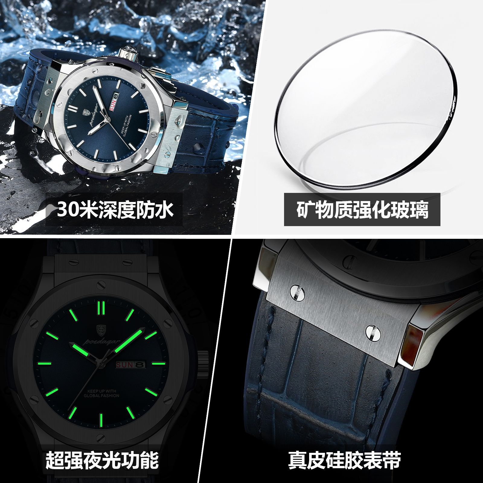 Swiss brand men's watch waterproof luminous luxury new quartz wristwatch live-streaming foreign trade bestseller one-piece consignment Application Scenario
