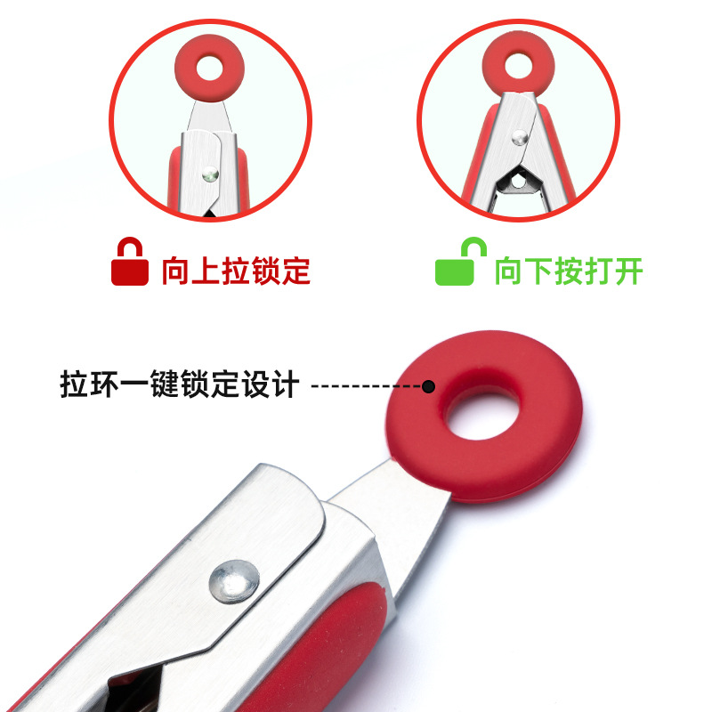 Amazon silicone food tongs, stainless steel food tongs, barbecue tongs, steak tongs, high-temperature resistant kitchen tool tongs Specification image