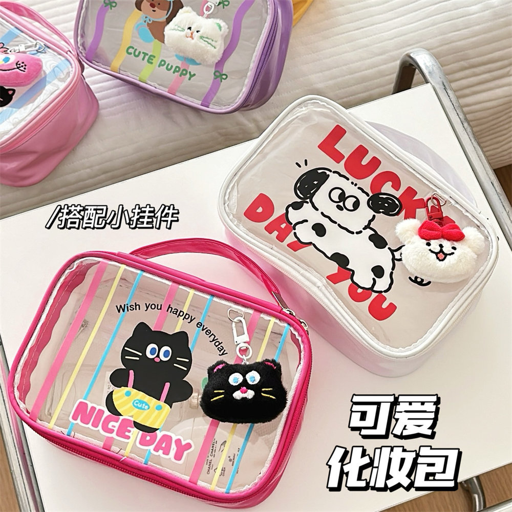 Cute Cartoon Doll Makeup Bag Girl Fashion Handbag Knock Large Capacity Storage Bag Pvc Waterproof Transparent Bag Application Scenario