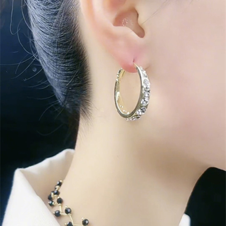Europe And The United States New Simple Temperament Diamond Ear Buckle Female Personality Fashion Pastoral Style Alloy Earrings Wholesale Specification drawing
