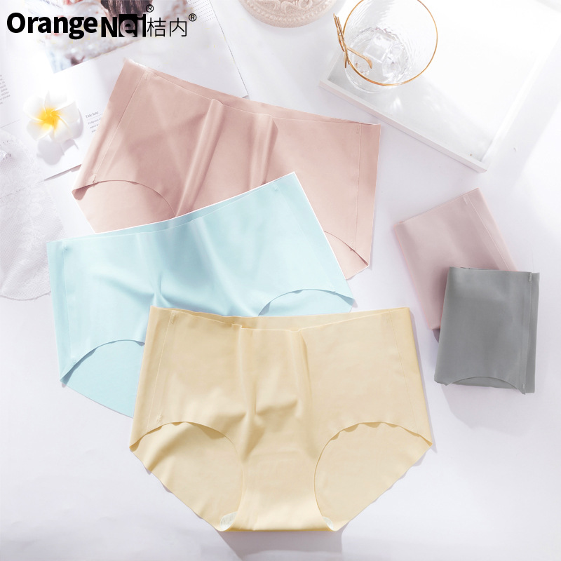 Orange and banana concave underwear for women, ice silk, summer mulberry silk, seamless crotch, customizable, comfortable women's triangle pants