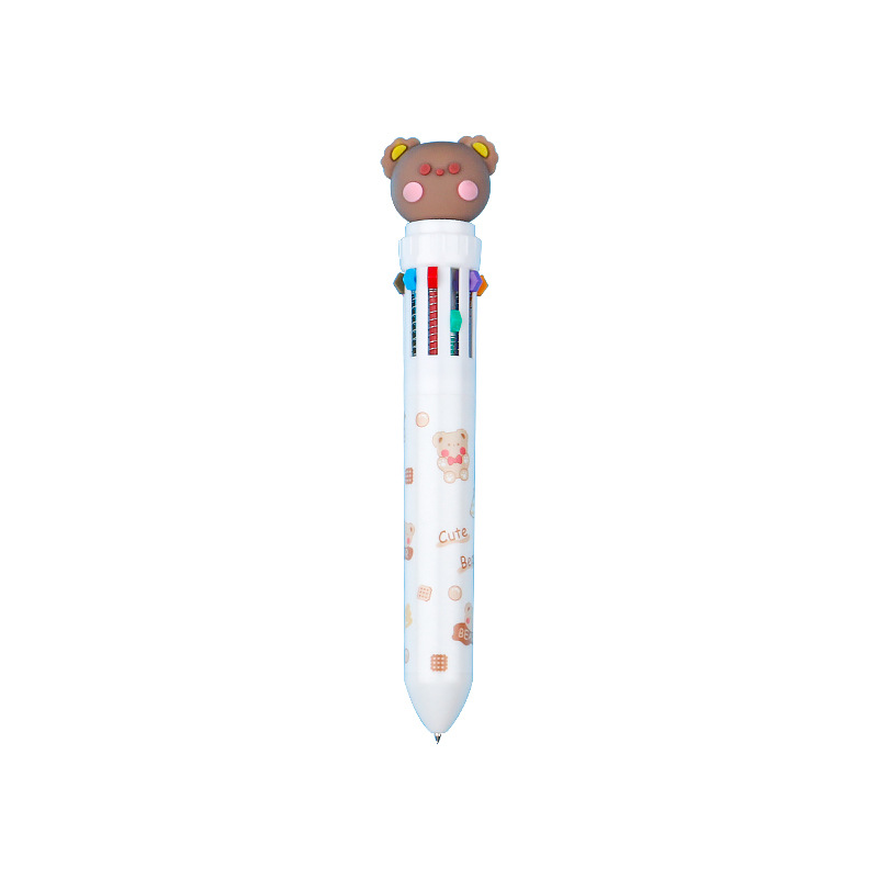 10-color press ballpoint pens, press pens, cartoon little brown bear, cute 10-color ballpoint pens, ballpoint pens, student stationery prizes Item Picture