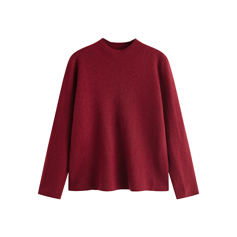 Pluse-sized women's semi-high-neck sweater, long-sleeved base layer for women, winter 2024, chubby girl mm, paired with a knitted sweater 22687 Item Picture