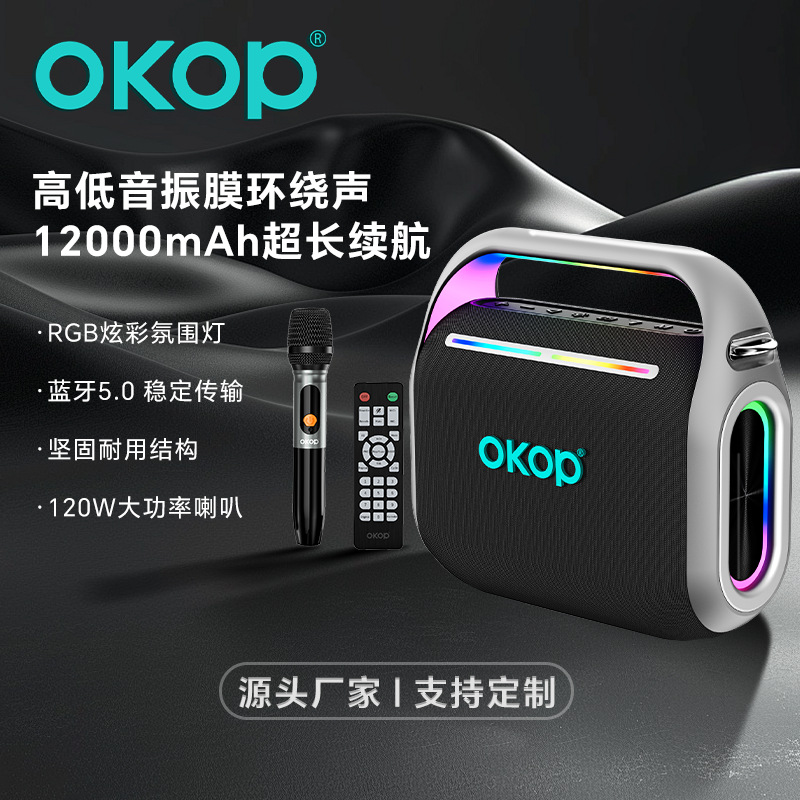 8003派对蓝牙音箱户外RGB氛围灯麦克风超长续航广场舞音响跨境