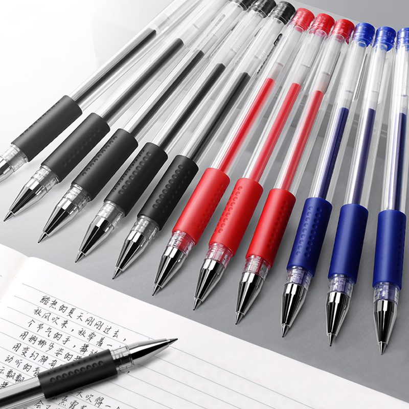 盒装办公耐用签字笔批发蓝红黑色水笔学生用品0.5mm子弹头中性笔图