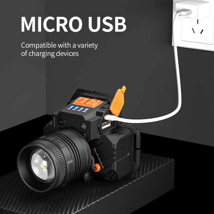 Super Bright Cross-Border Strong Light Induction Headlamp Mining Lamp Usb Charging Emergency Smart Headwear Outdoor Lighting Flashlight Specification drawing
