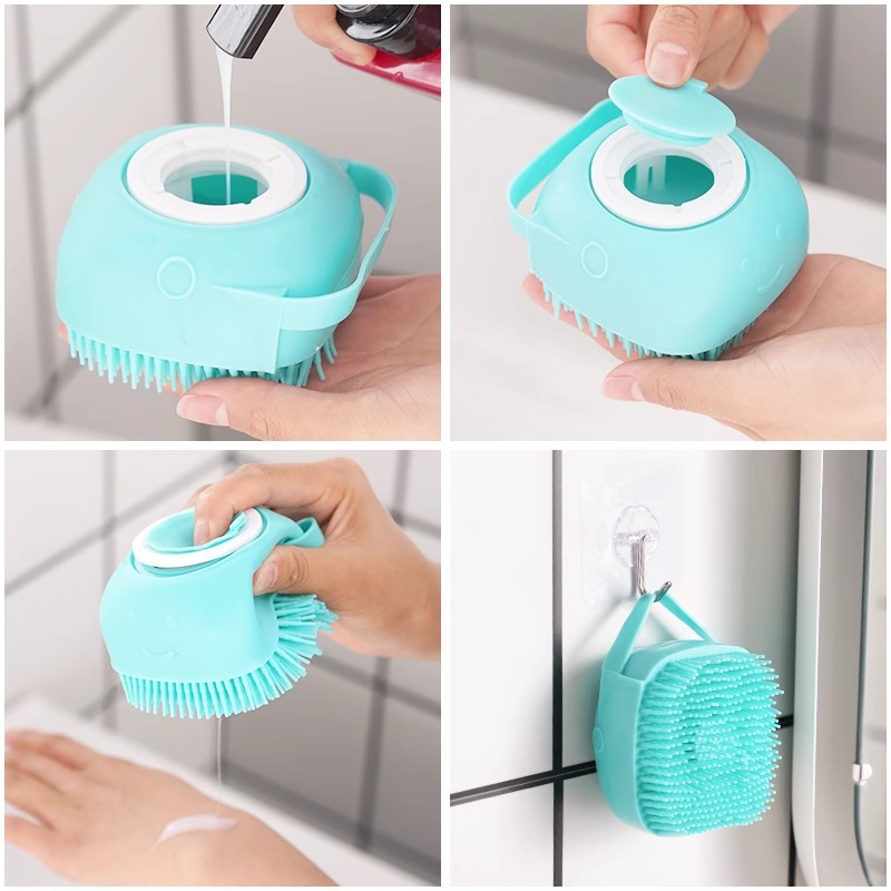 Silicone bath brush, adult and baby massage brush, multi-functional hair washing, bathing and scrubbing wonder Application Scenario