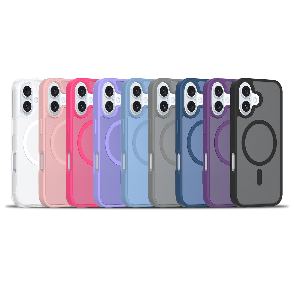 Cross-border applicable iPhone17 phone case semi-transparent matte skin feel case 16E Apple 2.0 thick magnetic suction protective case Item Picture