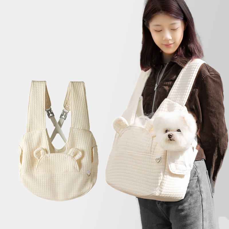 Simple cross-shaped chest backpack for pet outings, portable cat bag, large-capacity adjustable little dog backpack