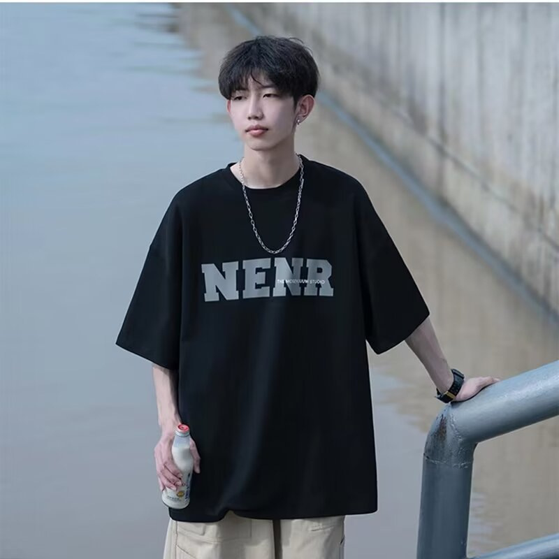 Summer pure cotton short-sleeved T-shirt for boys, 2024 new style for junior high school and senior high school students, cool men's wear Specification image