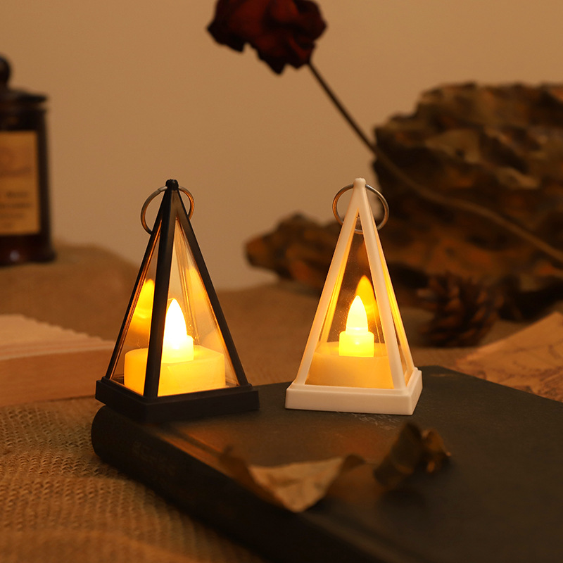 Halloween Accessories Triangle Wind Lamp Pendant Lighting Decoration European New Led Electronic Candle Light Portable Wind Lamp details Picture